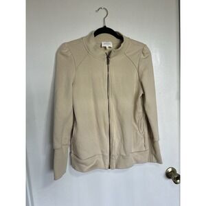Bohme Woman's Puff Sleeve Zip Up Jacket Knit Bomber  Sporty Small